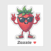 かわいい漫画いちごおもしろいサングラつきイチゴ シール (シート)