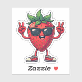 かわいい漫画いちごおもしろいサングラつきイチゴ シール