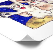 かわいい漫画うさぎムーン踊りポスタープリント ポスター (角)