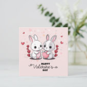 かわいい漫画うさぎ愛好家ハートバレンタインデー シーズンカード (スタンド正面)
