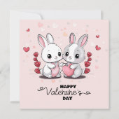 かわいい漫画うさぎ愛好家ハートバレンタインデー シーズンカード (正面)