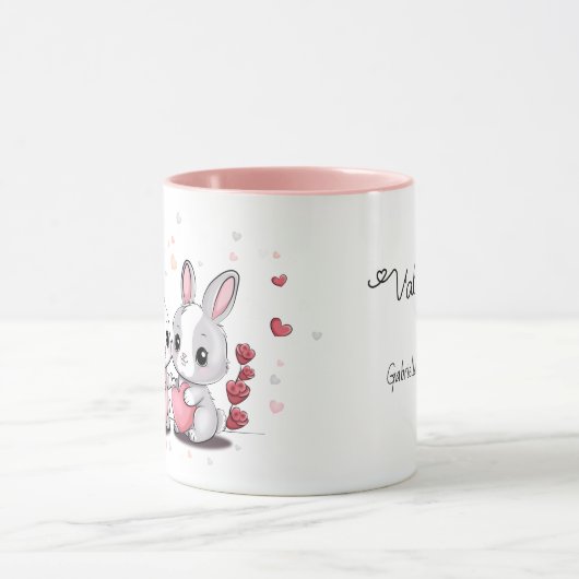 かわいい漫画うさぎ愛好家ハートバレンタインデー マグカップ (中央)