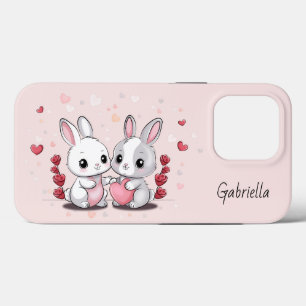 かわいい漫画うさぎ愛好家ハートバレンタインデー iPhone 13 PROケース