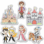 かわいい漫画おとぎ話プリンセスとナイトステッカー シール (正面)