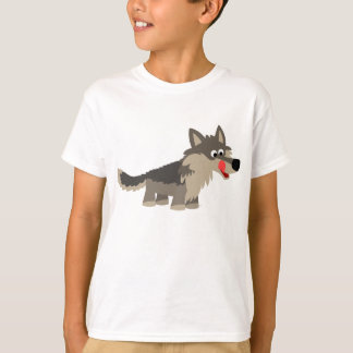 かわいい漫画おなかをすかせたオオカミの子どもTシャツ Tシャツ