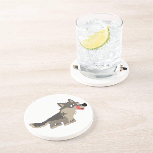 かわいい漫画おなかをすかせた狼のコースター コースター (側面)