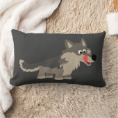 かわいい漫画おなかをすかせた狼の枕 ランバークッション (ブランケット)