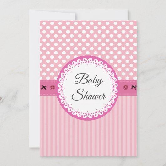 かわいい漫画おもしろいの羊のピンクの赤ちゃんシャワー 招待状 (裏面)