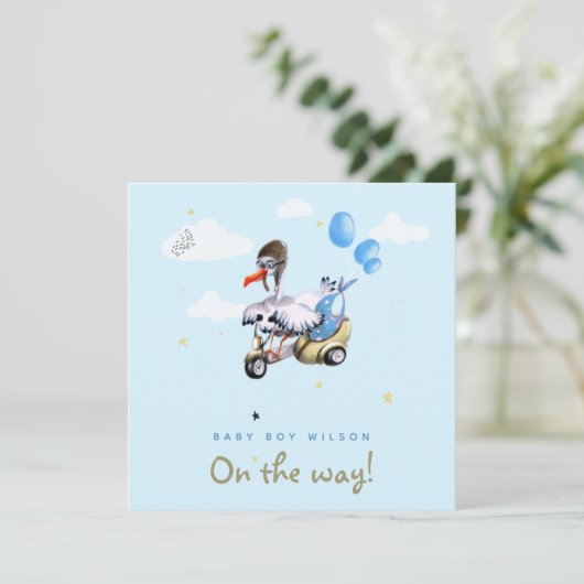 かわいい漫画おもしろいストークスクーター男の子妊娠 案内状 (スタンド正面)