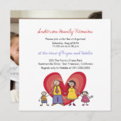 かわいい漫画おもしろいハッピーファミリー懇親会パーティー招待状 招待状 (正面/裏面)