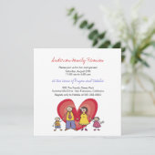 かわいい漫画おもしろいハッピーファミリー懇親会パーティー招待状 招待状 (スタンド正面)