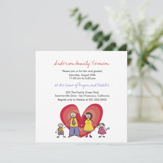 かわいい漫画おもしろいハッピーファミリー懇親会パーティー招待状 招待状