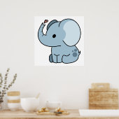 かわいい漫画お洒落象 ポスター (キッチン)