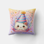 かわいい漫画かわいいキティキャットハッピーバースデー クッション (裏面)