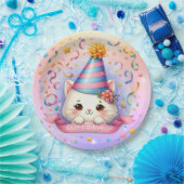 かわいい漫画かわいいキティキャットハッピーバースデー ペーパープレート (パーティー)