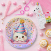 かわいい漫画かわいいキティキャットハッピーバースデー ペーパープレート (パーティー)