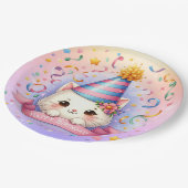 かわいい漫画かわいいキティキャットハッピーバースデー ペーパープレート (アングル)