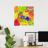 かわいい漫画かわいいハッピーサマーフルーツ集団 ポスター (ホームオフィス)