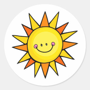 かわいい漫画が幸せに笑顔の夏の太陽 ラウンドシール
