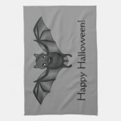 かわいい漫画こうもりとハッピーハローウィン文字 キッチンタオル (縦)