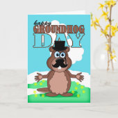 かわいい漫画との髭の口ひげの聖燭節 カード (黄色い花)