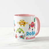 かわいい漫画と名付けられた女の子はおもしろいロボットが大好き マグカップ (正面右)