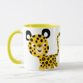 かわいい漫画にこにこしているヒョウのマグカップ マグカップ (左)