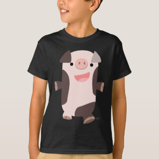 かわいい漫画にこにこしている豚の子供たちTシャツ Tシャツ
