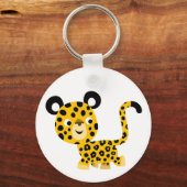 かわいい漫画にこやかなヒョウのキーチェーン キーホルダー (正面)