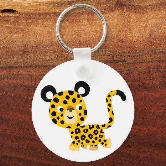 かわいい漫画にこやかなヒョウのキーチェーン キーホルダー (正面)
