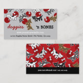 かわいい漫画によって斑点を付けられる小犬及び骨のペットショップ 名刺 (正面/裏面)