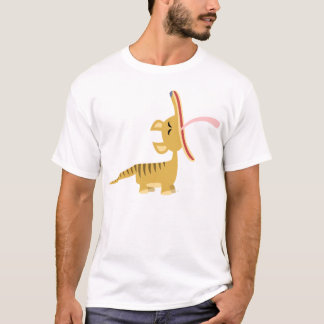 かわいい漫画のあくびをするフクロオオカミの子供のTシャツ Tシャツ