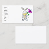 かわいい漫画のうさぎ花名入りカード 名刺 (正面/裏面)