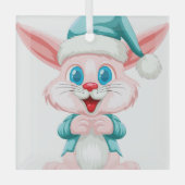 かわいい漫画のうさぎ ガラスオーナメント (正面)