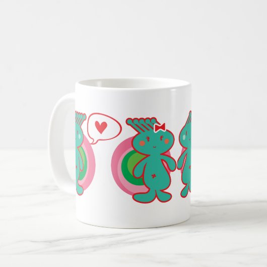 かわいい漫画のおもしろいの甘くおもしろいなファンキー コーヒーマグカップ (正面左)