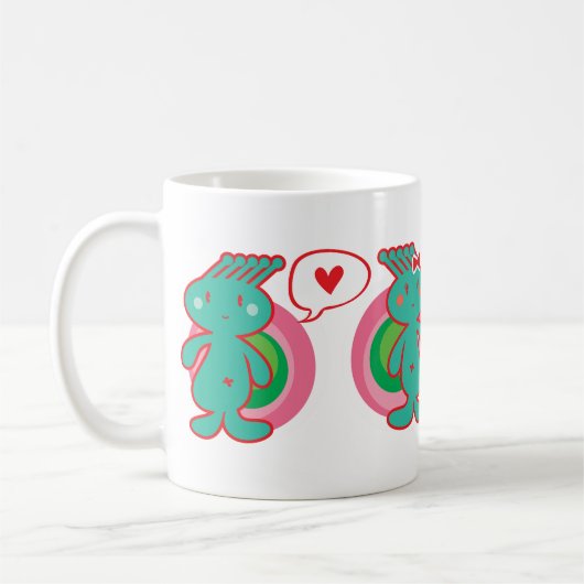 かわいい漫画のおもしろいの甘くおもしろいなファンキー コーヒーマグカップ (左)