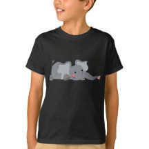 かわいい漫画のこっそりゾウの子供用Tシャツ