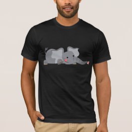 かわいい漫画のこっそりゾウのTシャツ Tシャツ