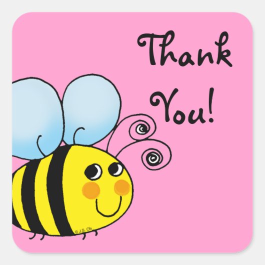 かわいい漫画ののまわりには感謝していしています スクエアシール (正面)