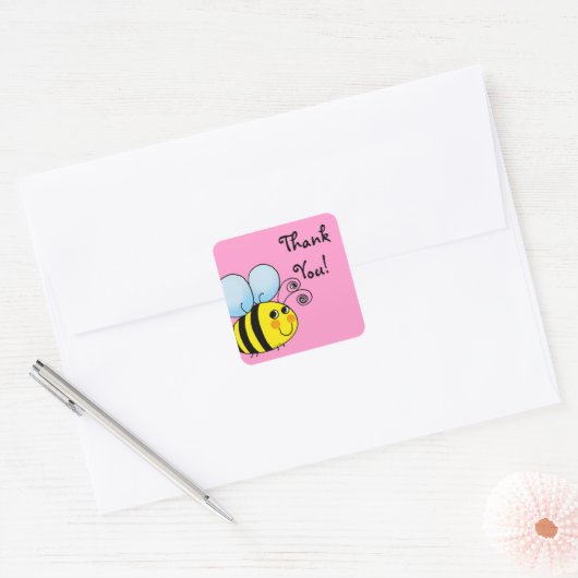 かわいい漫画ののまわりには感謝していしています スクエアシール (封筒)