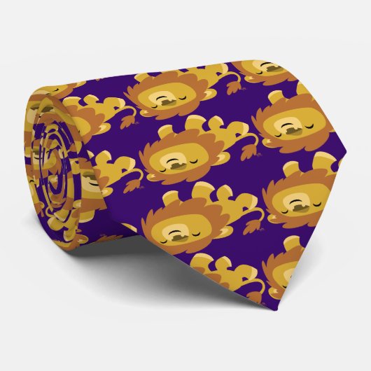 かわいい漫画ののんびりライオンのタイ ネクタイ (ロール)