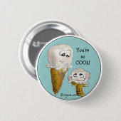 かわいい漫画のアイスクリームコーン 缶バッジ (正面&裏面)