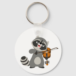 かわいい漫画のアライグマ遊のバイオリン キーホルダー