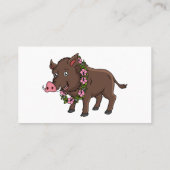 かわいい漫画のイノシシと花 名刺 (裏面)
