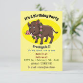 かわいい漫画のイノシシと花 招待状 (スタンド正面)