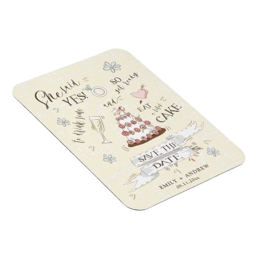 かわいい漫画のイラストレーションが日付を保存 マグネット (右側)