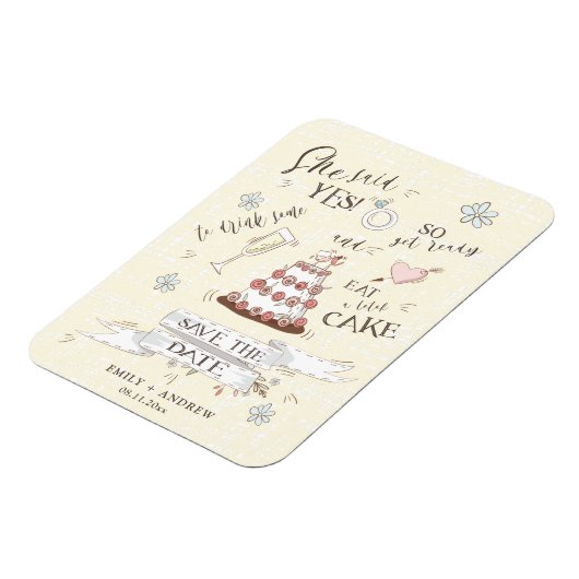 かわいい漫画のイラストレーションが日付を保存 マグネット (左側)