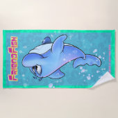 かわいい漫画のイルカのビーチタオル ビーチタオル (正面)
