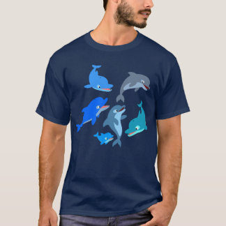 かわいい漫画のイルカのポッドのTシャツ Tシャツ