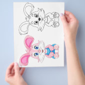 かわいい漫画のウサギのぬりえページ チラシ (手)